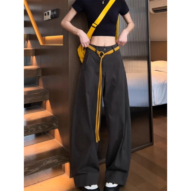 Damen Weite Baumwollhose mit Statement-Gürtel Nord Taschen
