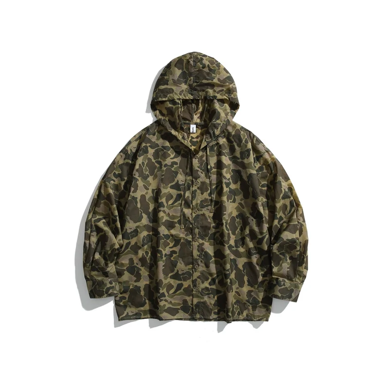 Herren Camouflage-Kapuzenshirt im Oversized-Utility-Stil Nord Taschen