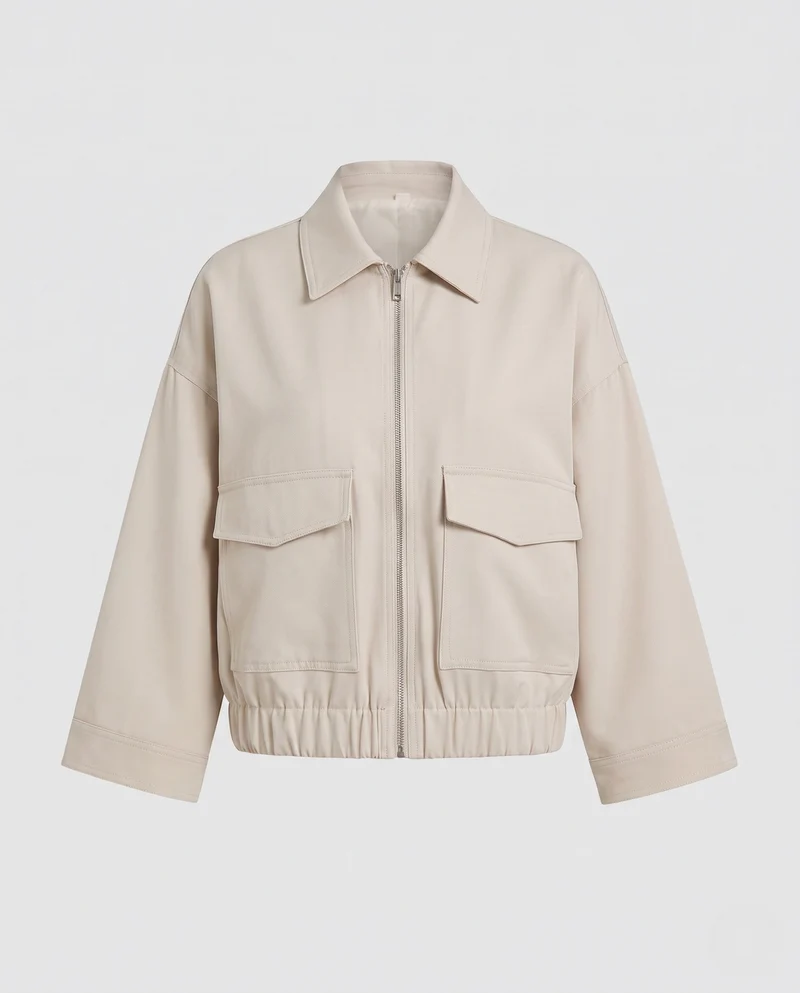 Damen Crop Utility Jacke mit Klapptaschen und elastischem Bund Nord Taschen