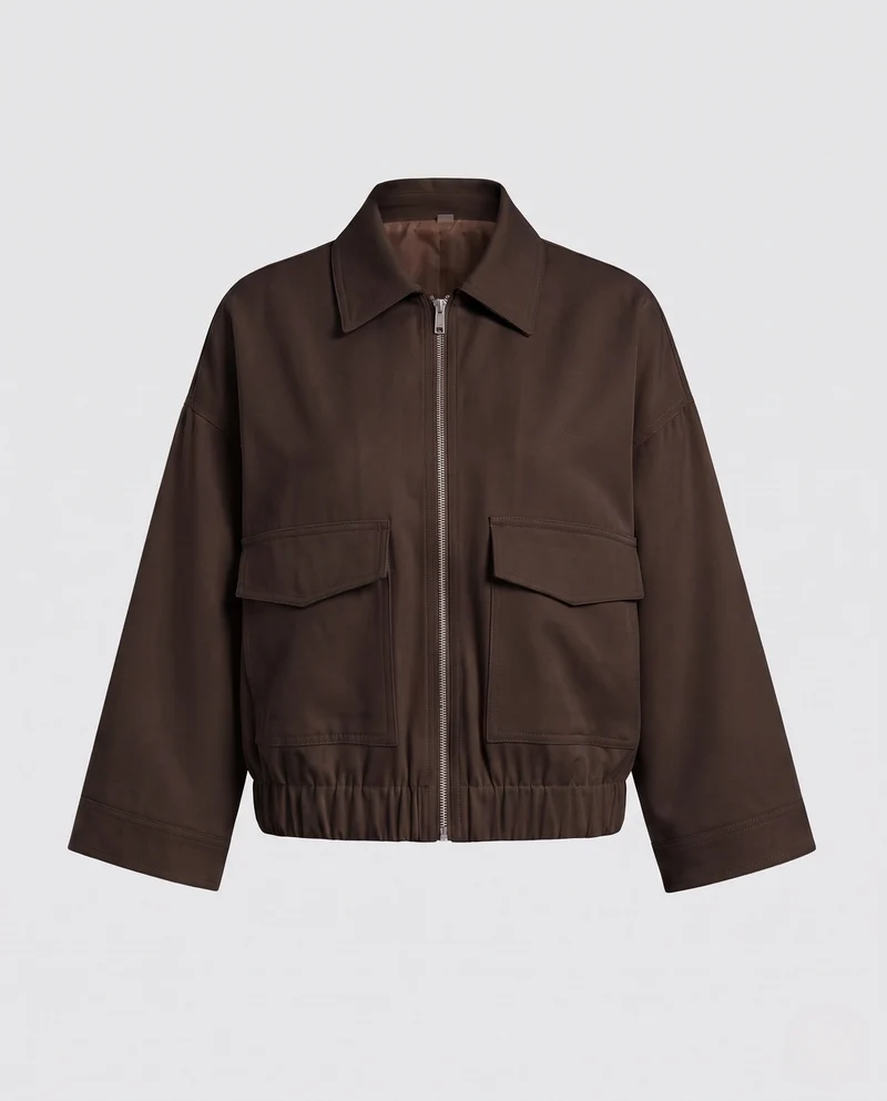 Damen Crop Utility Jacke mit Klapptaschen und elastischem Bund Nord Taschen