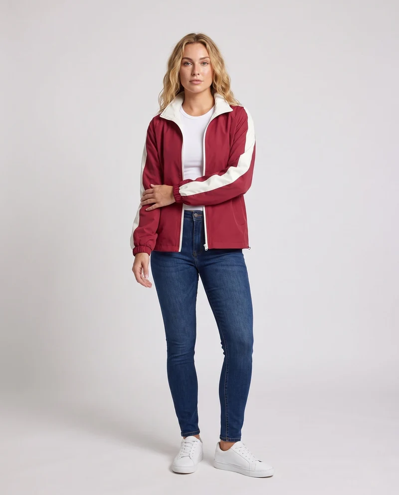 Unisex Wende-Übergrößen-Windbreaker mit Stehkragen, Kontrastdetails und Kordelzugsaum Nord Taschen