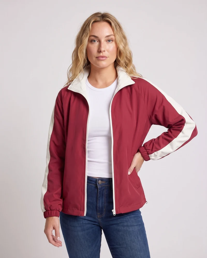 Unisex Wende-Übergrößen-Windbreaker mit Stehkragen, Kontrastdetails und Kordelzugsaum Nord Taschen