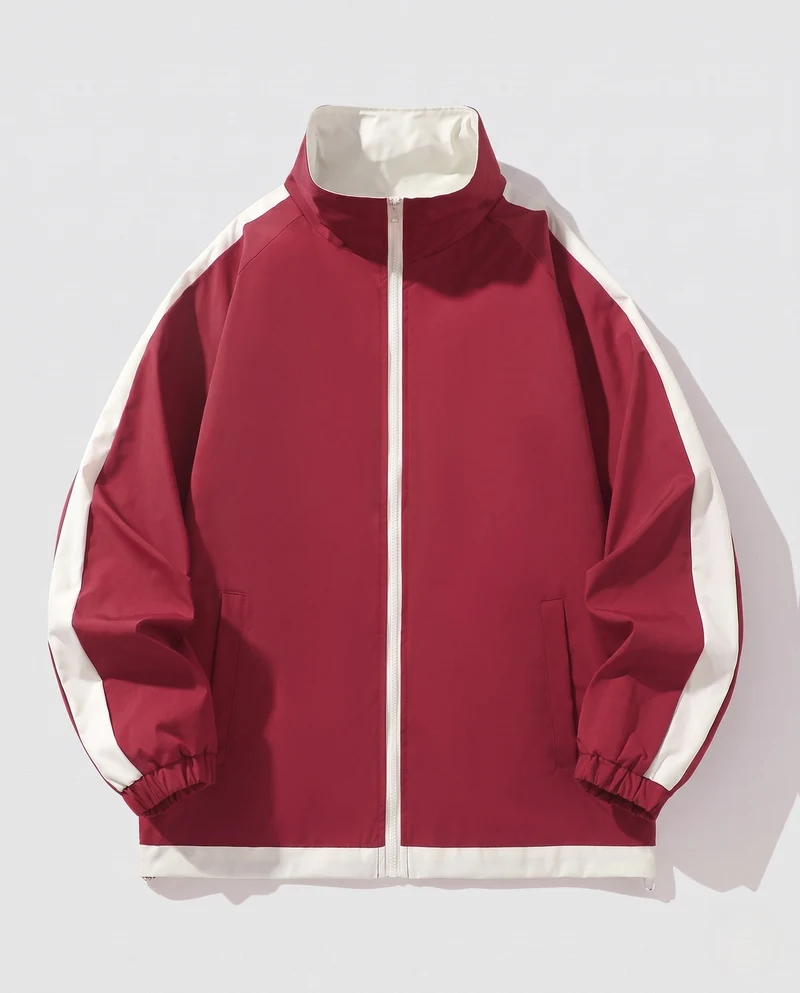 Unisex Wende-Übergrößen-Windbreaker mit Stehkragen, Kontrastdetails und Kordelzugsaum Nord Taschen