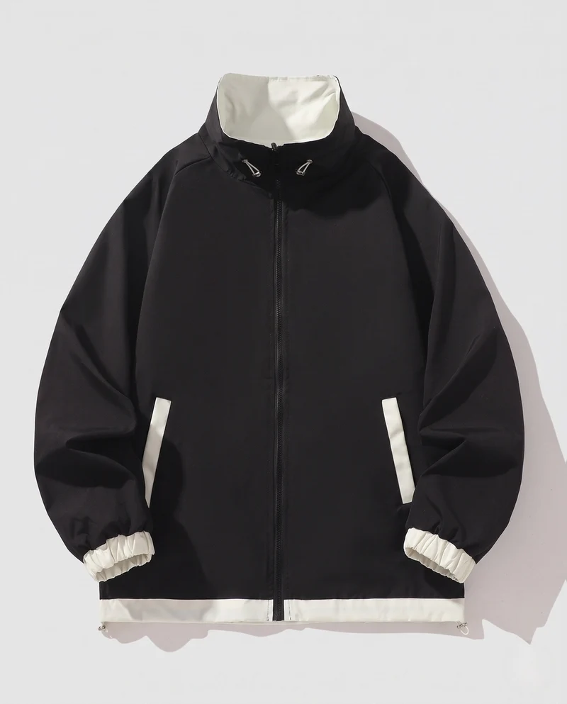 Unisex Wende-Übergrößen-Windbreaker mit Stehkragen, Kontrastdetails und Kordelzugsaum Nord Taschen