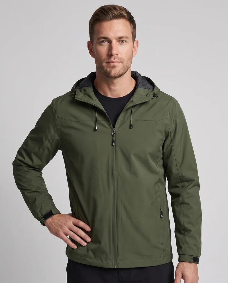 Herren Leichte Funktions Outdoor Jacke mit Kapuze, Mehrlagiges Softshell und Versteckter Reißverschluss Nord Taschen