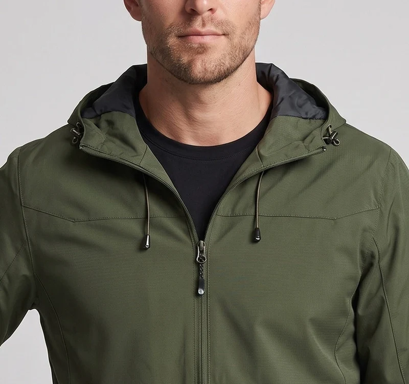 Herren Leichte Funktions Outdoor Jacke mit Kapuze, Mehrlagiges Softshell und Versteckter Reißverschluss Nord Taschen