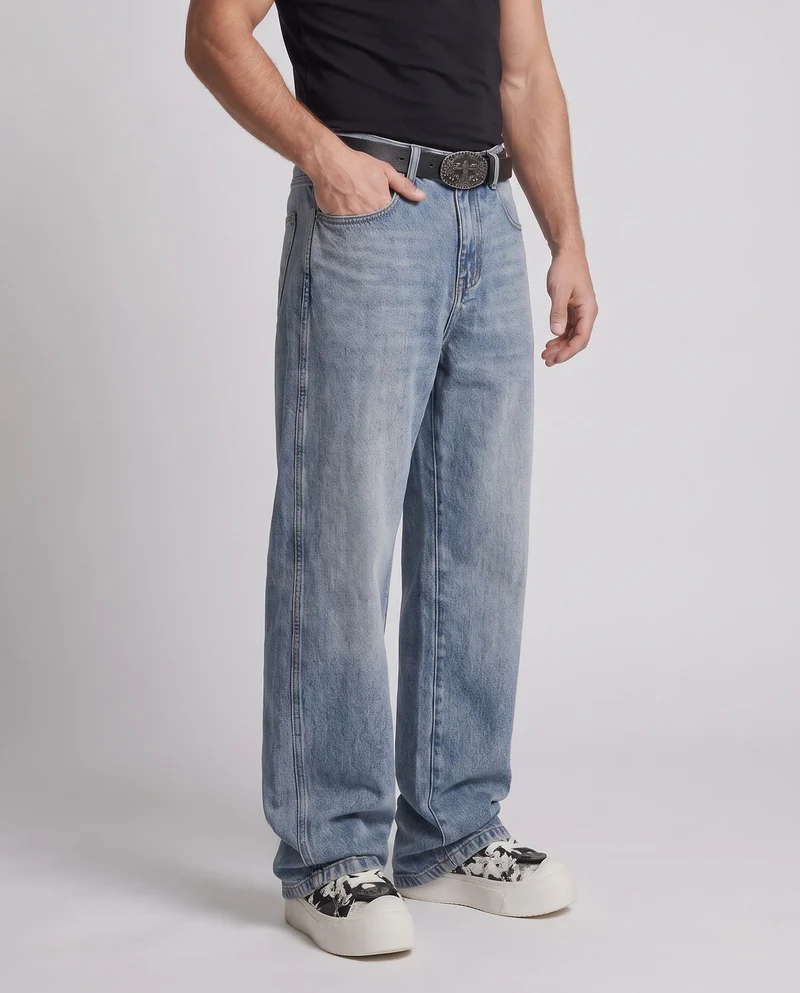 Herren Relaxed-Baggy-Jeans mit extra weitem Bein, Used-Wash & verstärktem Saum Nord Taschen