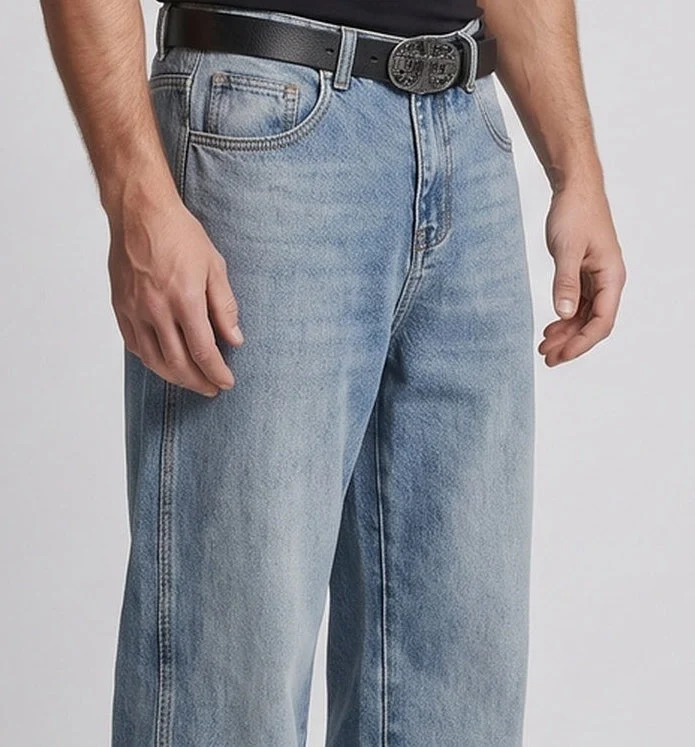 Herren Relaxed-Baggy-Jeans mit extra weitem Bein, Used-Wash & verstärktem Saum Nord Taschen