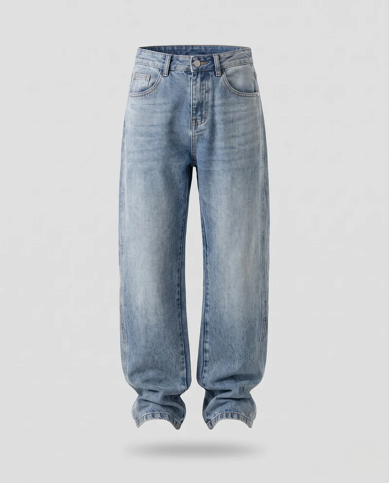 Herren Relaxed-Baggy-Jeans mit extra weitem Bein, Used-Wash & verstärktem Saum Nord Taschen