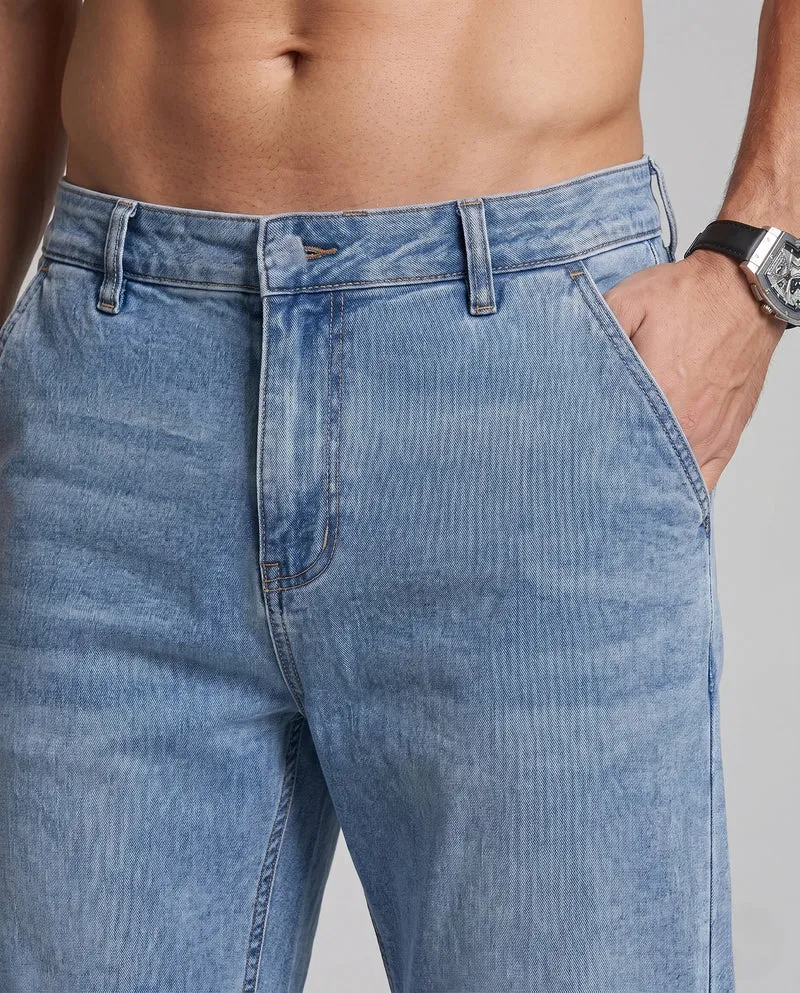 Herren Relaxed-Fit Denim-Hose mit extra weitem Bein und elastischem Komfortbund Nord Taschen