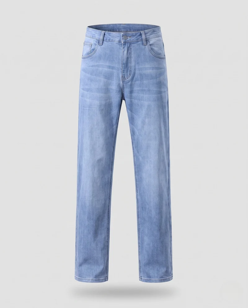 Herren Relaxed-Fit Denim-Hose mit extra weitem Bein und elastischem Komfortbund Nord Taschen
