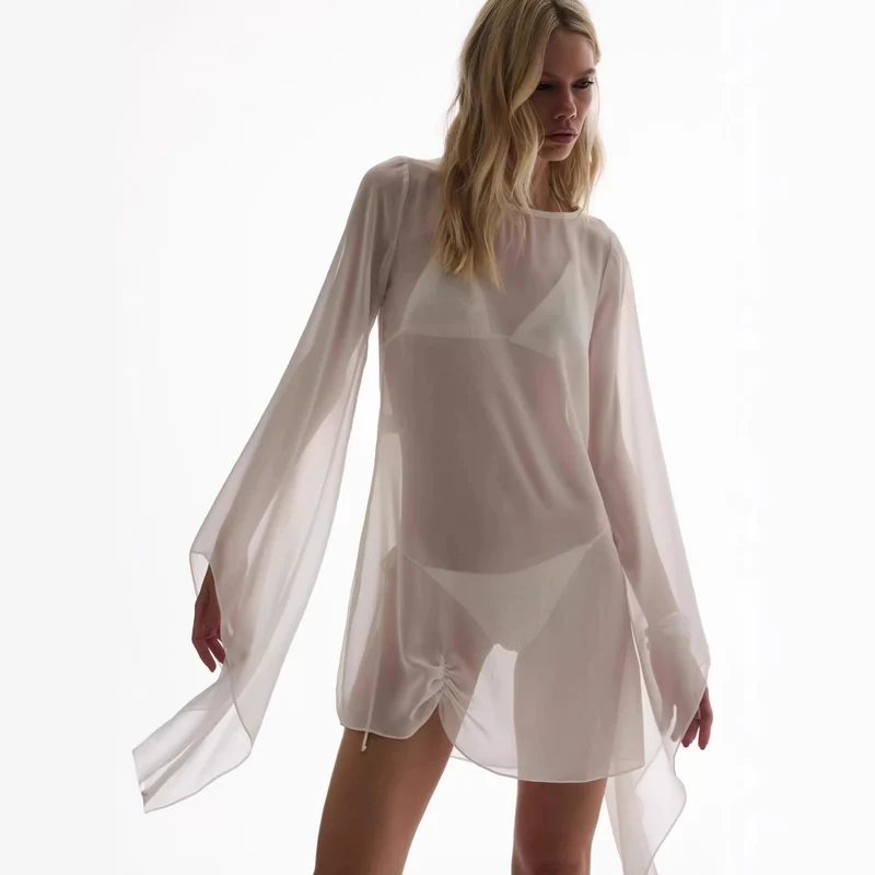 Damen transparenter Kaftan mit weitem Schnitt
