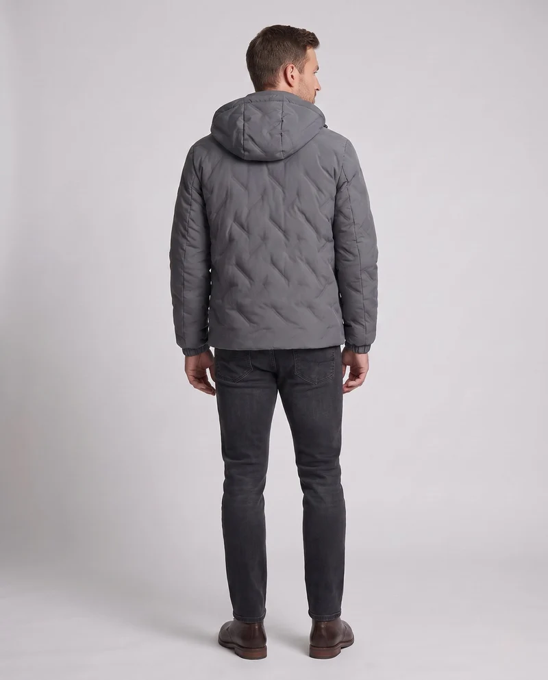 Herren winddicht gesteppte Winterjacke mit Kapuze und thermischer Isolierung