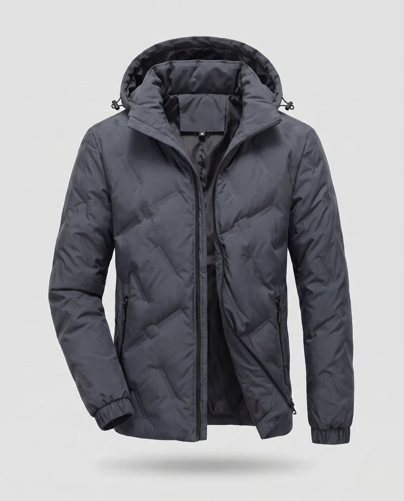 Herren winddicht gesteppte Winterjacke mit Kapuze und thermischer Isolierung