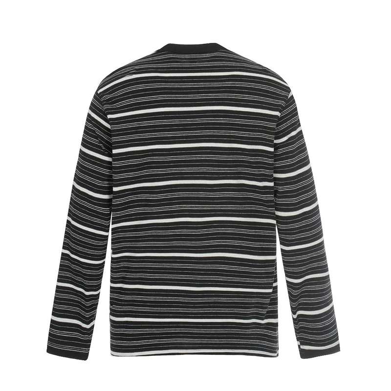 Herren Langarm-Henleyshirt mit Streifenmuster und Distressed-Details Nord Taschen