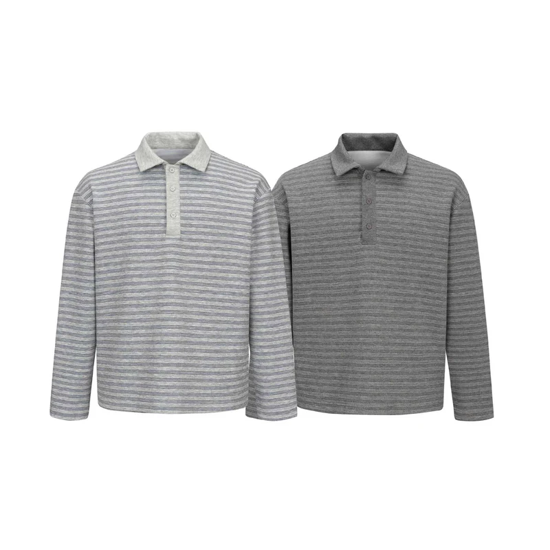Herren Langarm-Polohemd im Relaxed‑Fit mit feinem Streifenstrick Nord Taschen