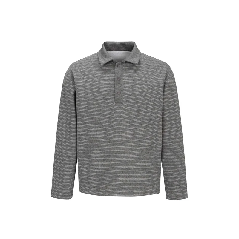 Herren Langarm-Polohemd im Relaxed‑Fit mit feinem Streifenstrick Nord Taschen