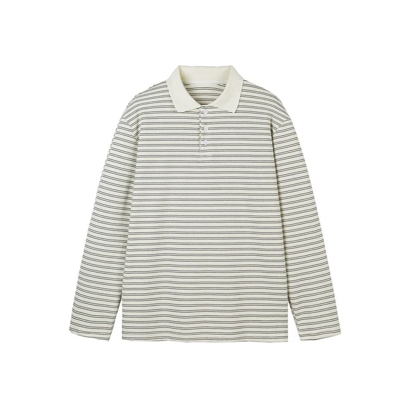Herren Langarm-Poloshirt aus feinem Baumwollstrick mit Kentkragen und feiner Streifenstruktur Nord Taschen