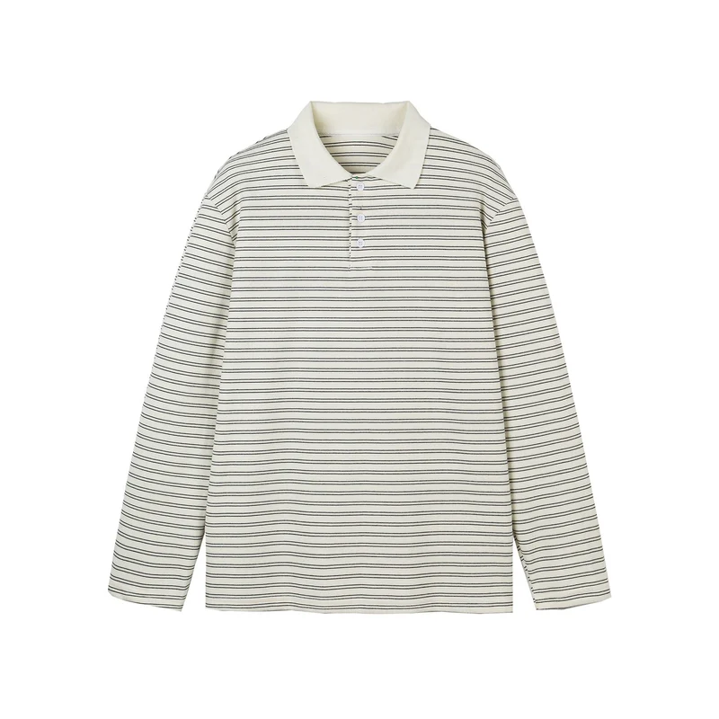 Herren Langarm-Poloshirt im Streifen-Jersey mit Henley-Knopfleiste Nord Taschen