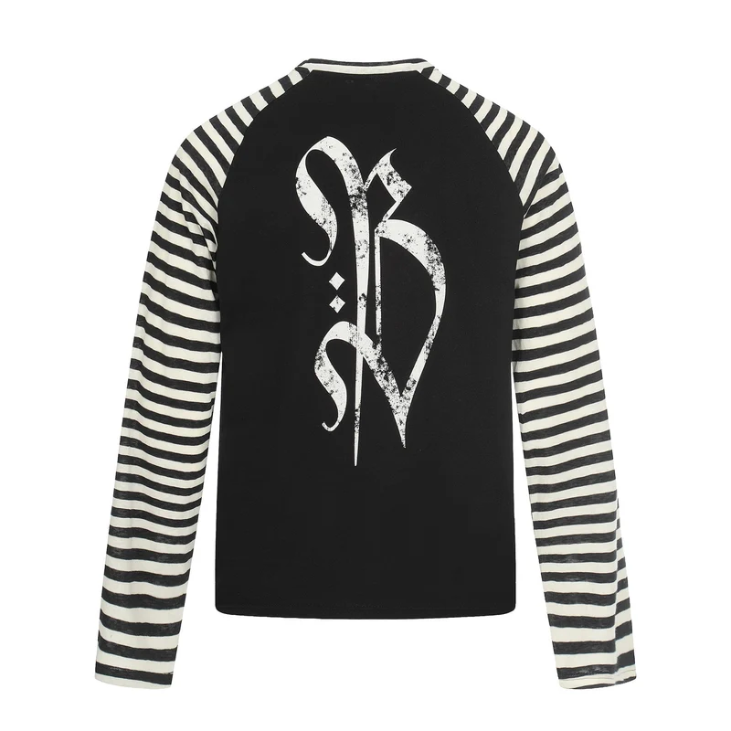 Herren Langarm-Raglanshirt mit Streifenärmeln und Vintage-Print Nord Taschen