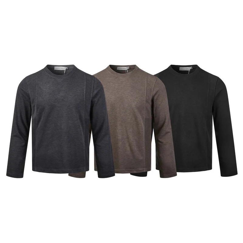 Herren Langärmeliges Feinstrick-Sweatshirt mit Rundhals und dezenter Nahtführung Nord Taschen