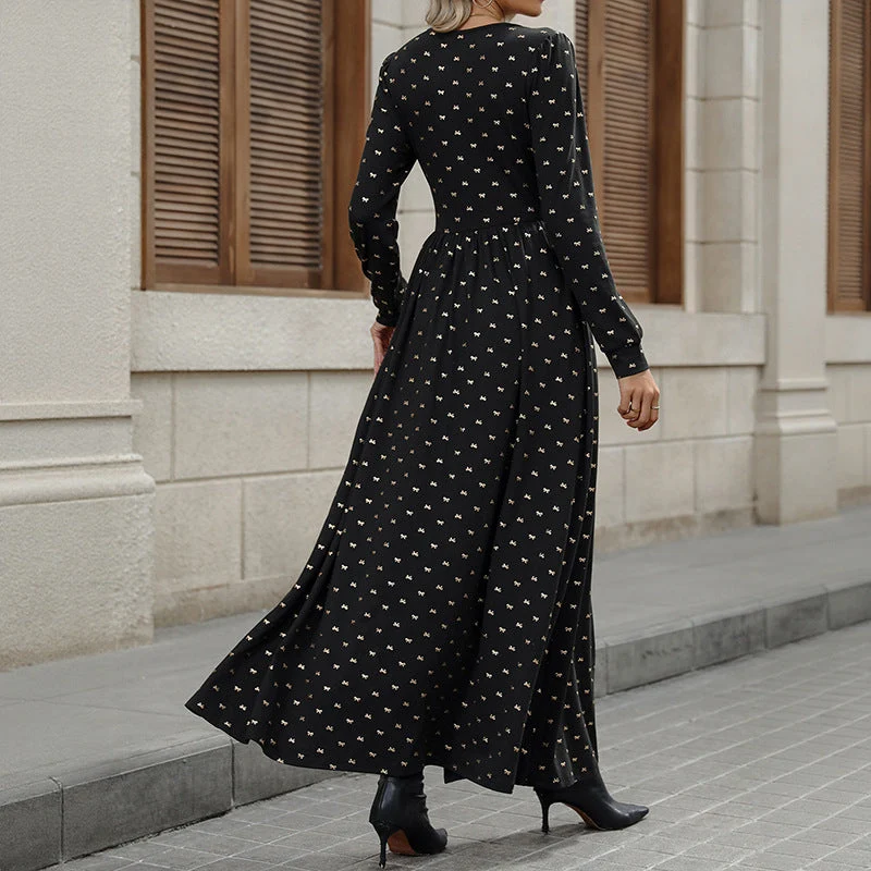 Damen Fließendes Maxikleid mit V‑Ausschnitt, Spitzenbesatz und taillierter Wickeloptik Nord Taschen