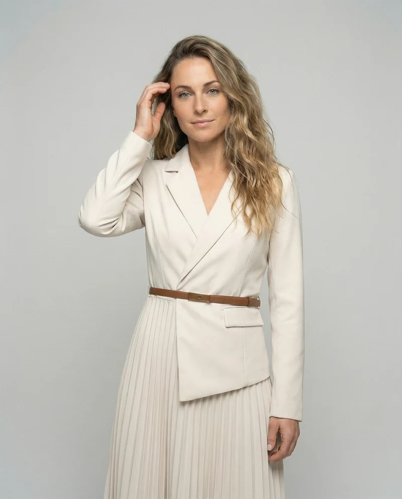 Damen elegantes Blazerkleid mit plissiertem Rock
