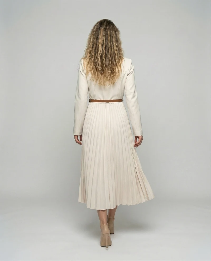 Damen elegantes Blazerkleid mit plissiertem Rock