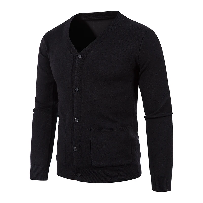 Herren Feinstrick-Cardigan mit V-Ausschnitt, Knopfleiste und aufgesetzten Taschen Nord Taschen