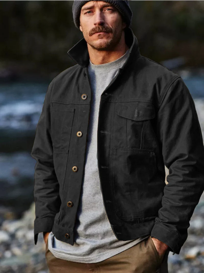Herren leichte Utility-Jacke mit praktischen Taschen und stylischem Stehkragen