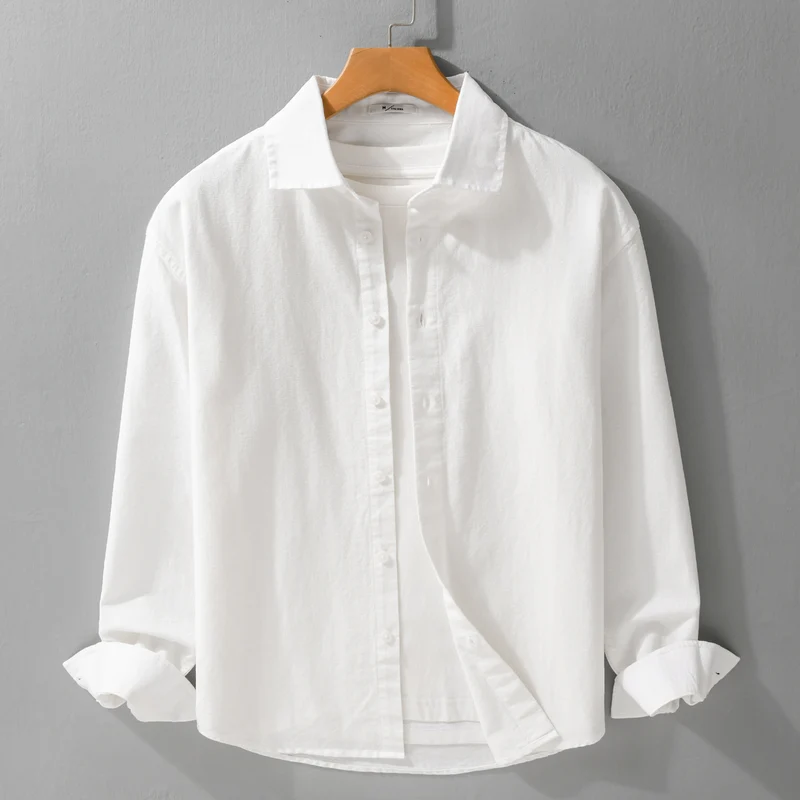 Herren Leichtes Leinen-Baumwoll-Overshirt mit Kentkragen, Relaxed‑Fit und durchgehender Knopfleiste Nord Taschen