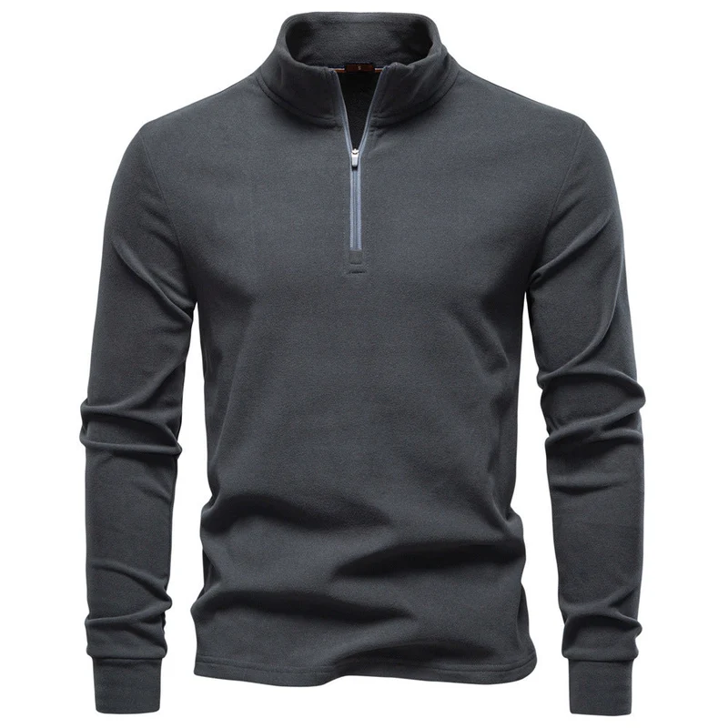 Herren funktionaler Sweatshirt mit hohem Kragen und kurzem Reißverschluss