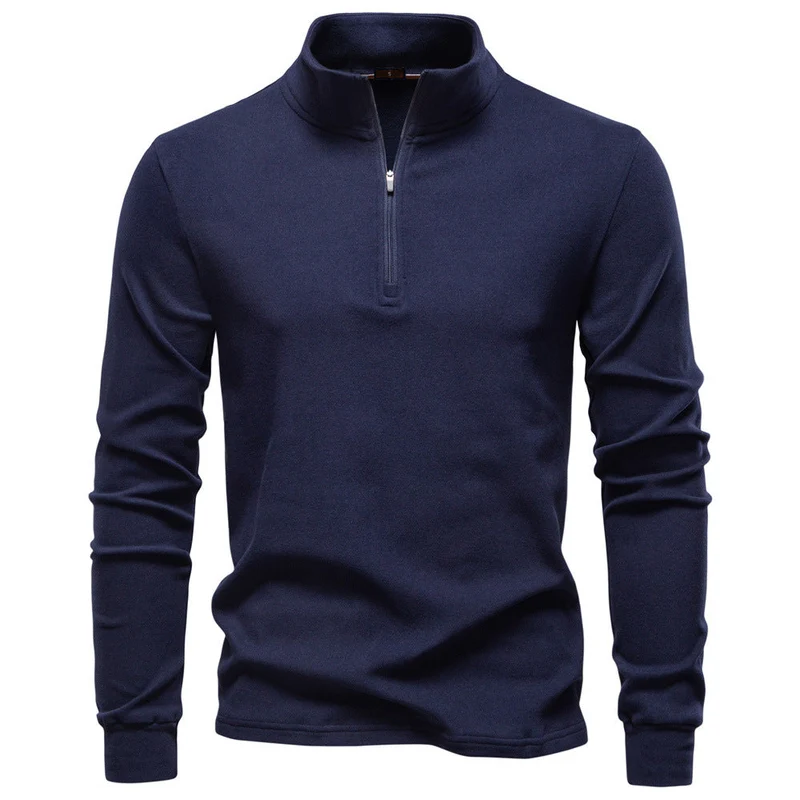 Herren funktionaler Sweatshirt mit hohem Kragen und kurzem Reißverschluss