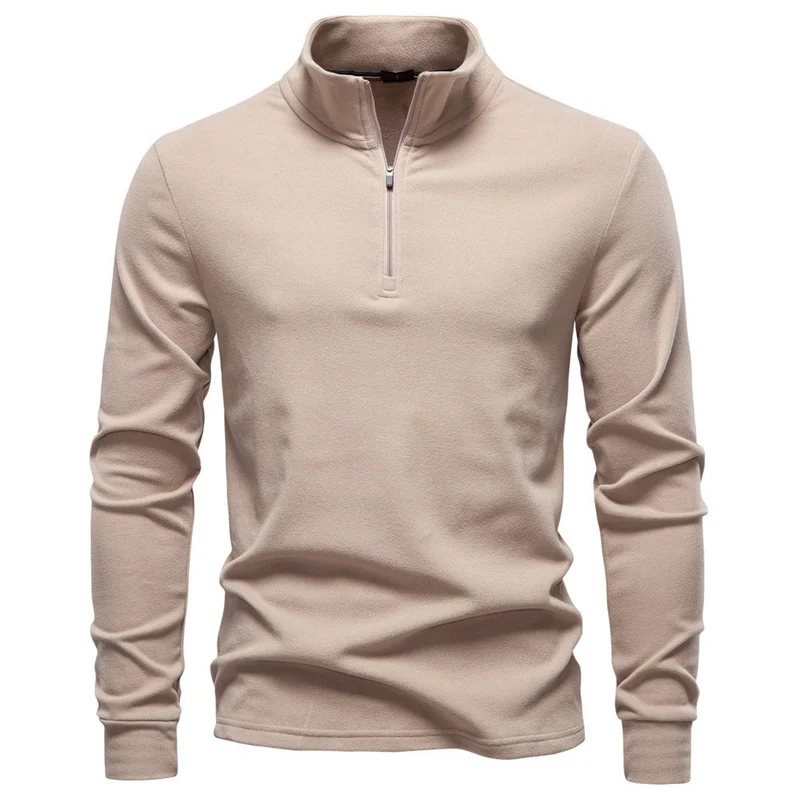 Herren funktionaler Sweatshirt mit hohem Kragen und kurzem Reißverschluss