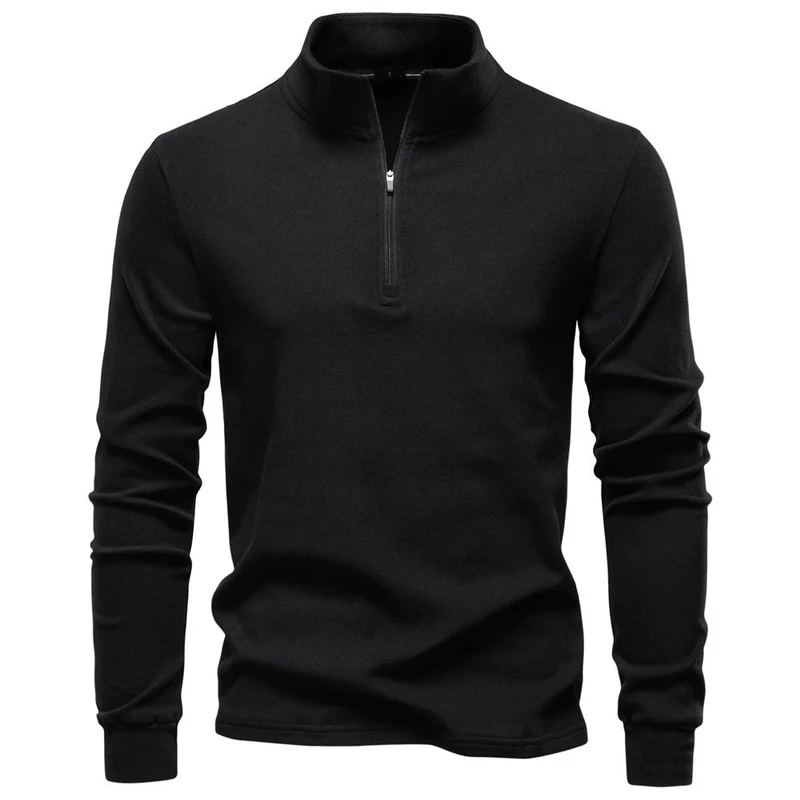 Herren funktionaler Sweatshirt mit hohem Kragen und kurzem Reißverschluss