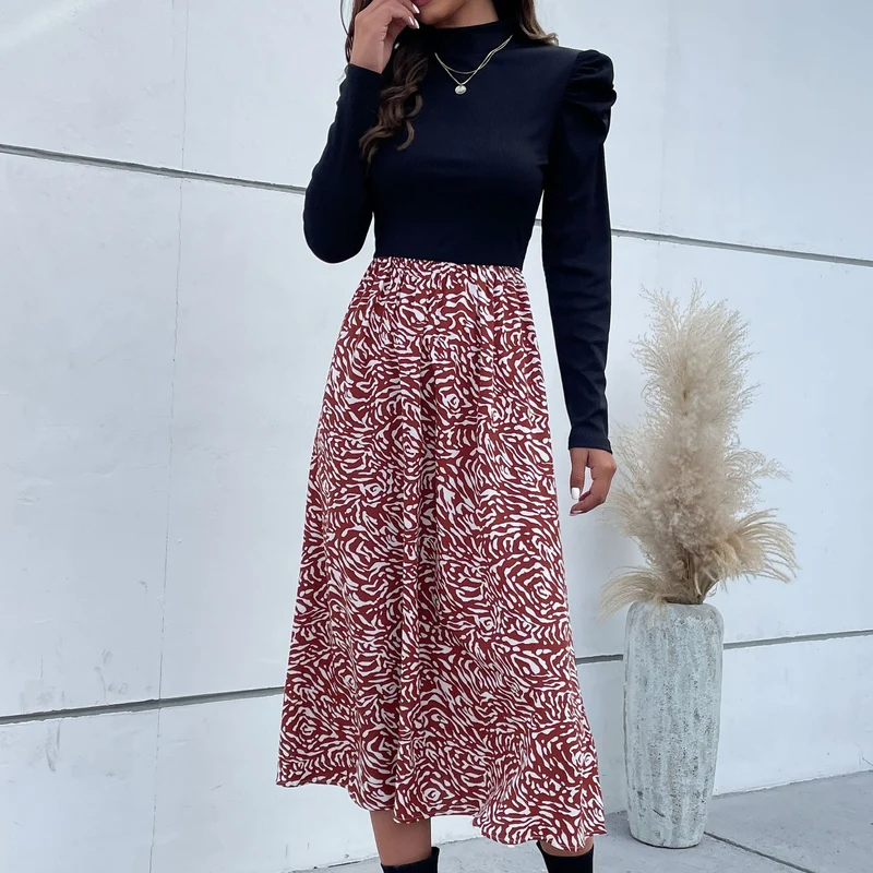 Damen Feinstrick-Longsleeve mit Stehkragen und Puffärmeln Nord Taschen