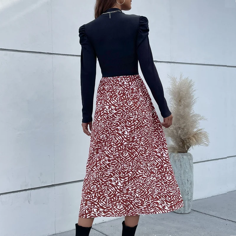Damen Feinstrick-Longsleeve mit Stehkragen und Puffärmeln Nord Taschen