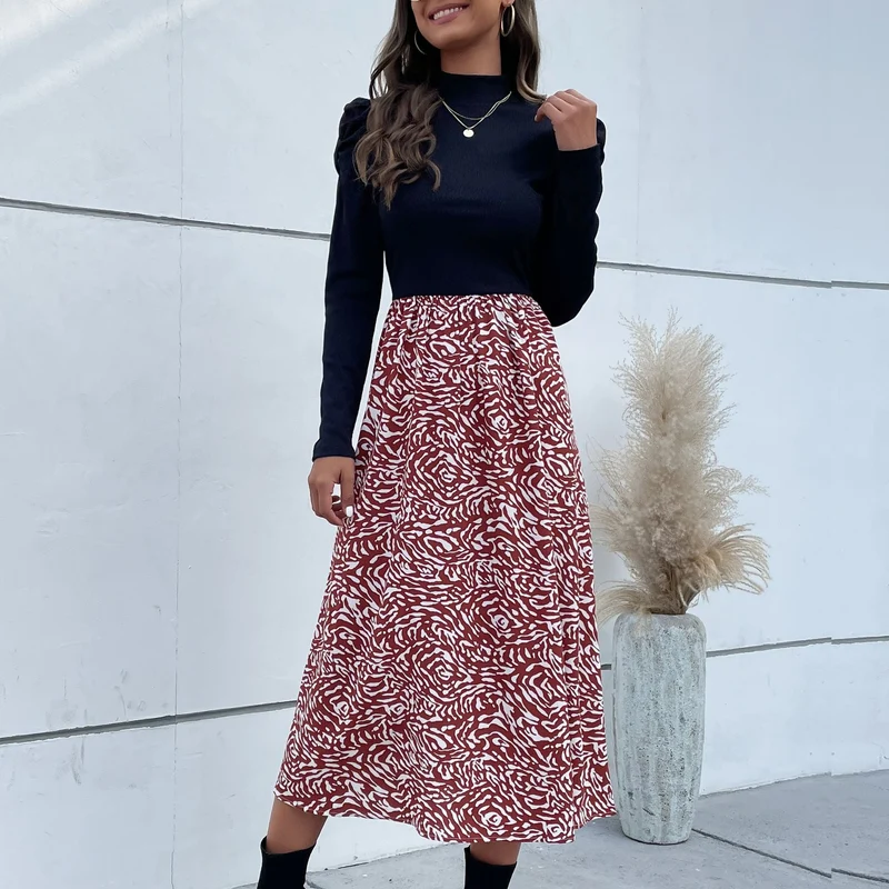 Damen Feinstrick-Longsleeve mit Stehkragen und Puffärmeln Nord Taschen