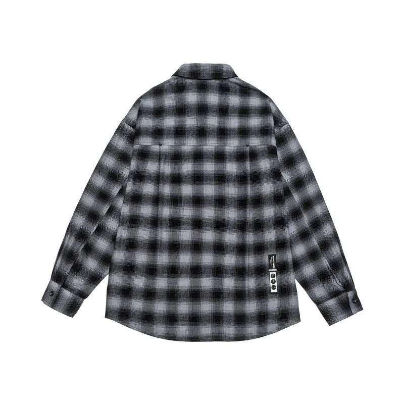 Herren Lässiges Karomuster-Flanellhemd im Oversized-Worker-Stil mit Brustpattentasche und abgerundetem Saum Nord Taschen