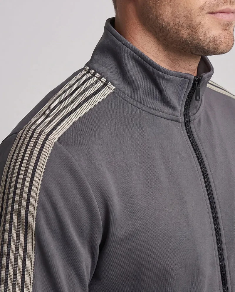 Herren Athletisches Retro Trainingsset mit Stehkragen, Kontraststreifen und Kordelzugbund