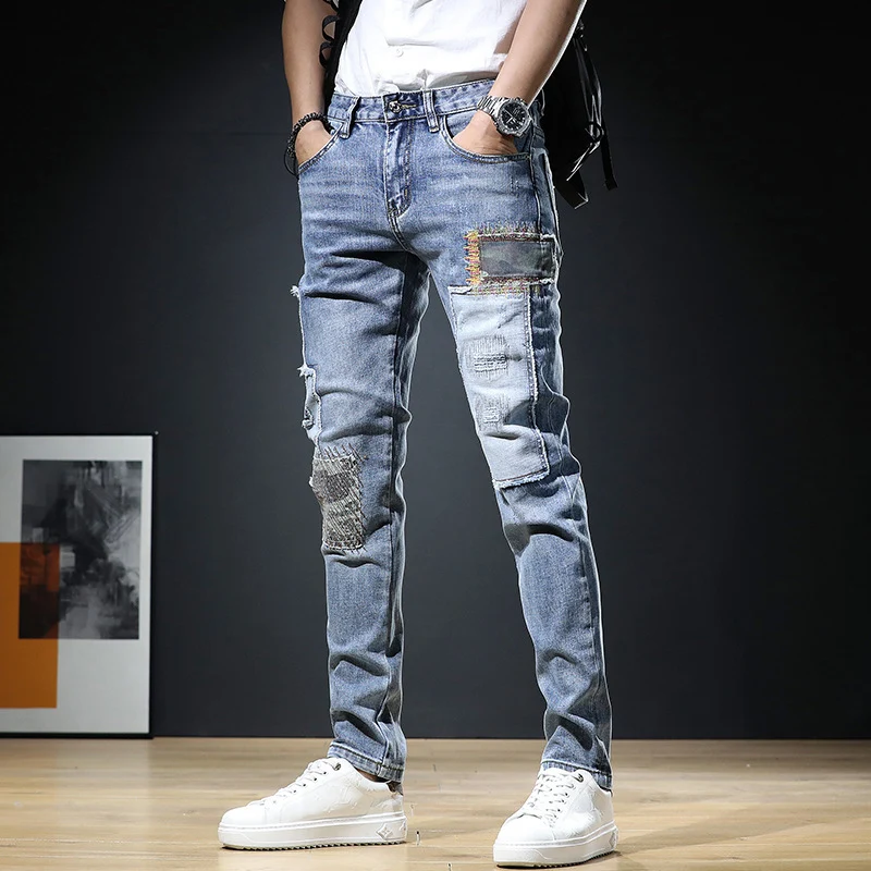Herren Einzigartige Ripped Denim Jeans Nord Taschen