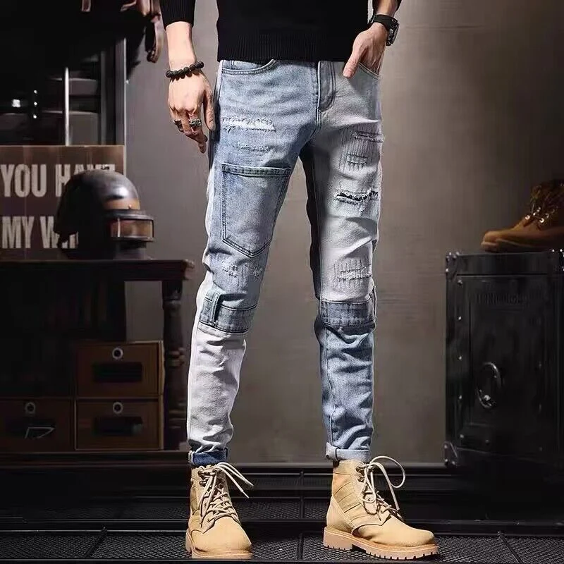 Herren Einzigartige Ripped Denim Jeans Nord Taschen
