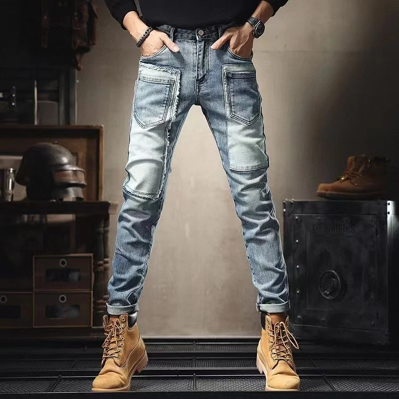 Herren Einzigartige Ripped Denim Jeans Nord Taschen