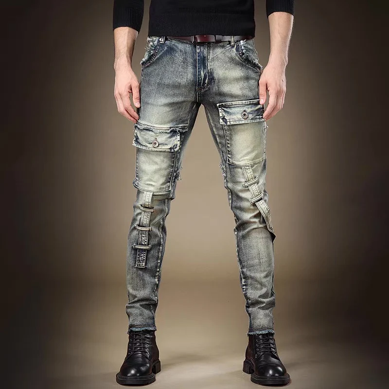 Herren Einzigartige Ripped Denim Jeans Nord Taschen