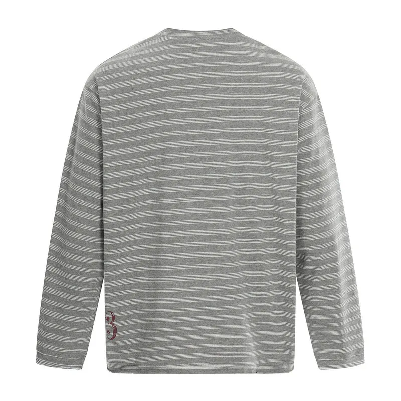 Herren Langärmeliges Streifen-Shirt mit Rundhalsausschnitt und Gothic-Print Nord Taschen
