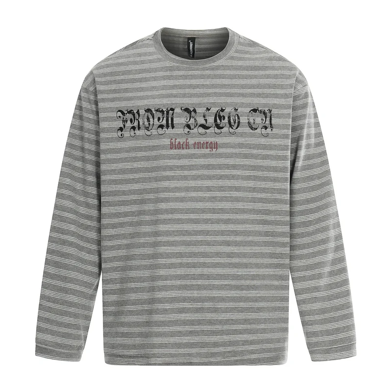 Herren Langärmeliges Streifen-Shirt mit Rundhalsausschnitt und Gothic-Print Nord Taschen