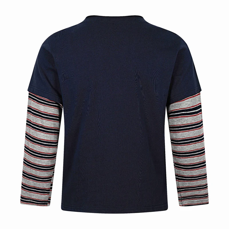 Herren Langes Layering-Longsleeve mit Stern-Applikation und gestreiften Unterärmeln Nord Taschen
