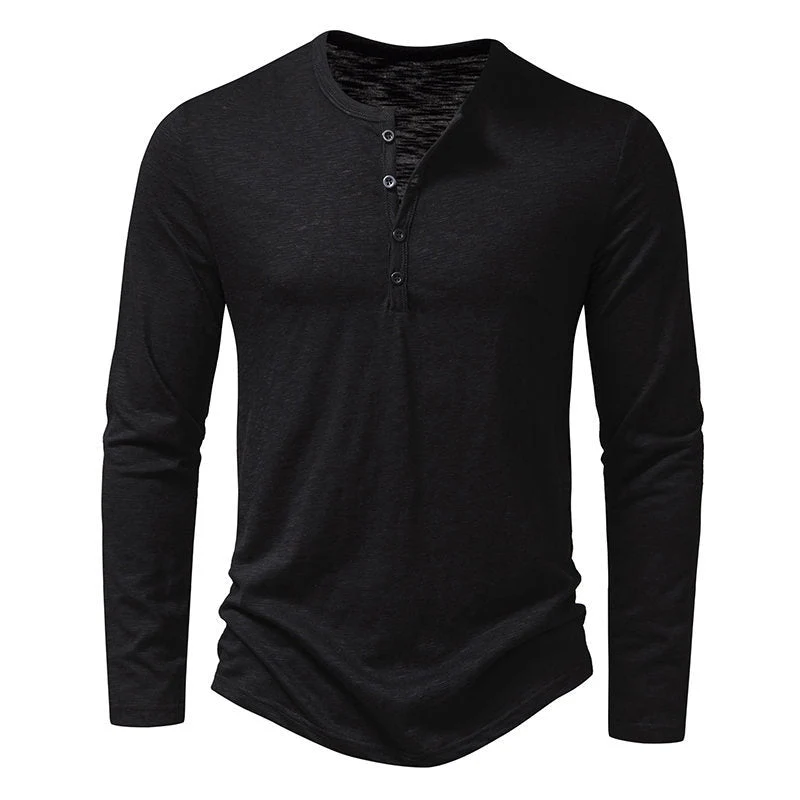 Herren Langarm-Henley-Shirt aus hochwertiger Baumwolle mit modernem Schnitt
