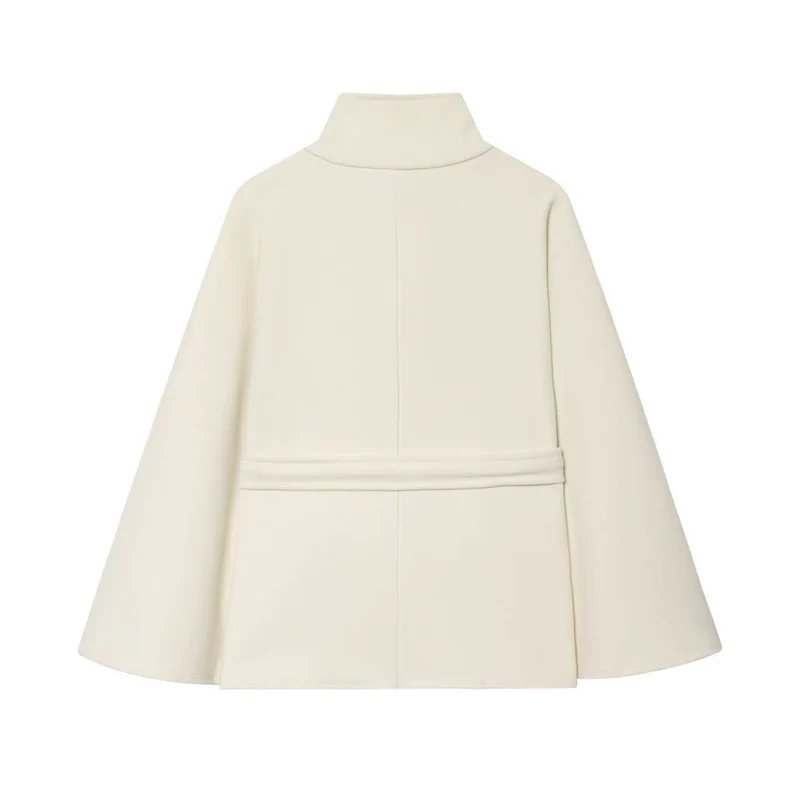 Damen Kurz-Cape mit wattierter Konstruktion, Stehkragen und Bindegürtel Nord Taschen