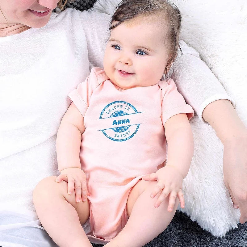 Baby Body "gmacht in Bayern" rosa + Wunschname